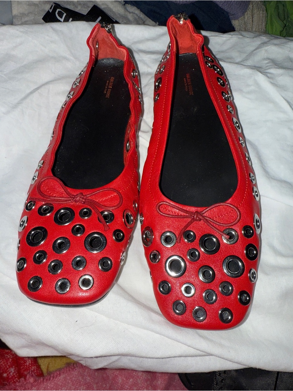 Golden Goose Red Amy Eyelet Embelished Ballet Flat size 9